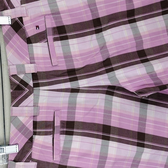 Tommy Hilfiger Pink Multicolored Plaid Mid Rise Zip Up Causal Bermuda Short - Picture 10 of 11